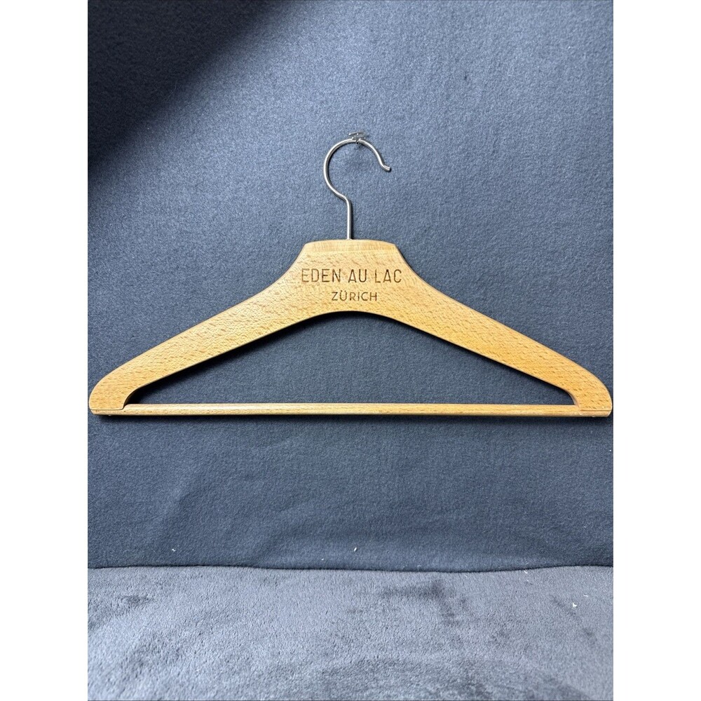 Vintage Wood Clothes Hanger Hotel Eden Au Lac Zurich Switzerland Wooden Coat
